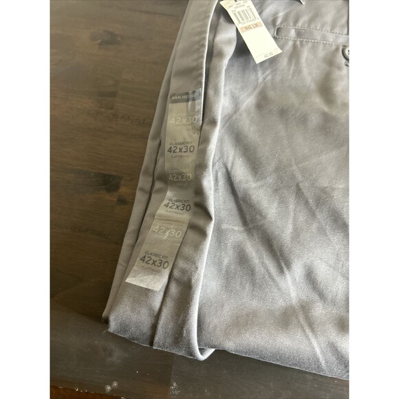 Van Heusen Flex Waistband Pants Classic Fit Gray Non Iron NWT, Big & Tall, 42x30 - Picture 5 of 10